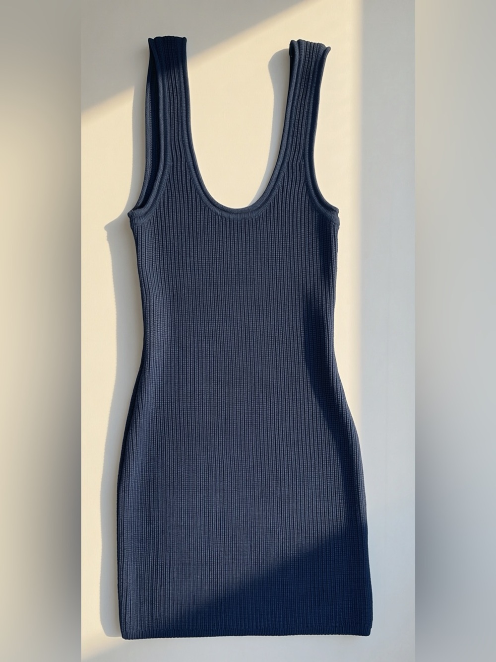 Dynamite Navy Ribbed Knit Bodycon Mini Dress Size M | Grunge Gorpcore Y2K - Picture 2 of 5